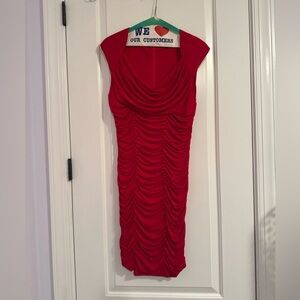 Calvin Klein Red Ruched Midi Dress